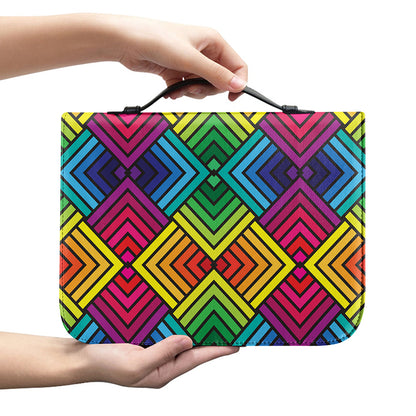 Geometric Rainbow Pattern Print Leather Bible Cover