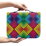 Geometric Rainbow Pattern Print Leather Bible Cover