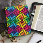 Geometric Rainbow Pattern Print Leather Bible Cover