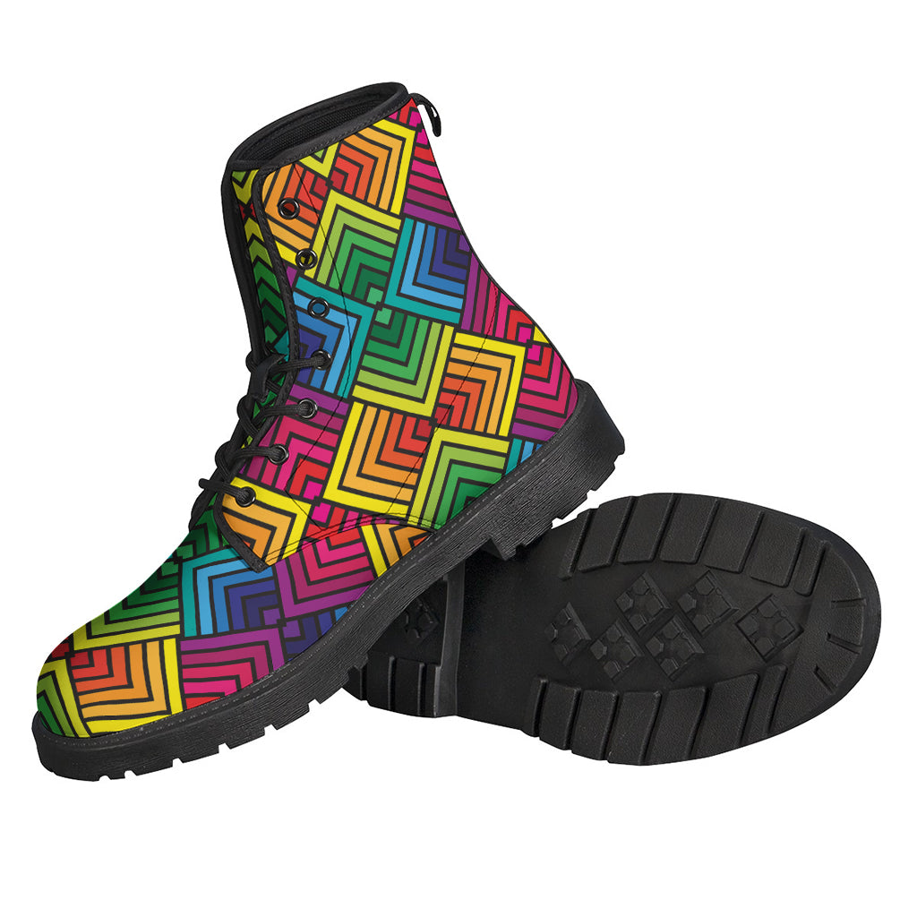 Geometric Rainbow Pattern Print Backpack