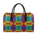 Geometric Rainbow Pattern Print Leather Duffel Bag