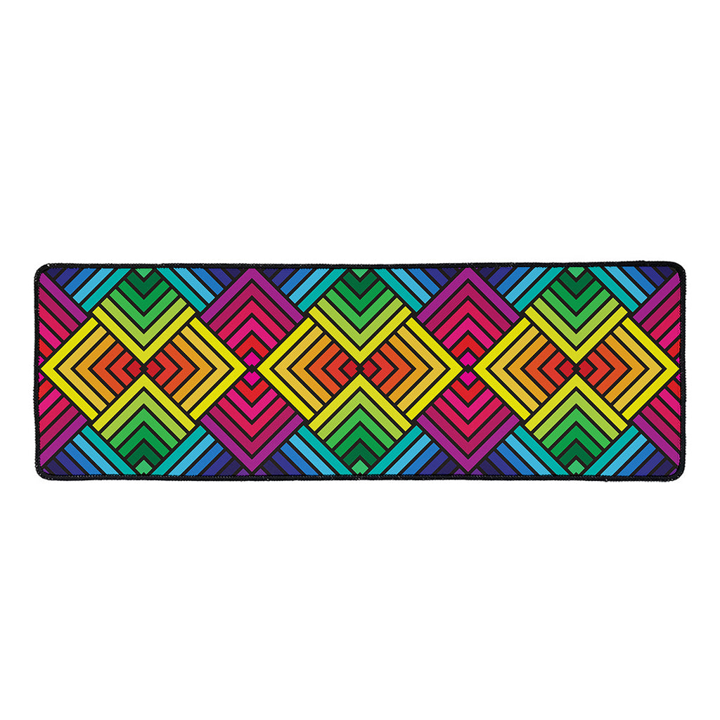 Geometric Rainbow Pattern Print Long Kitchen Mat