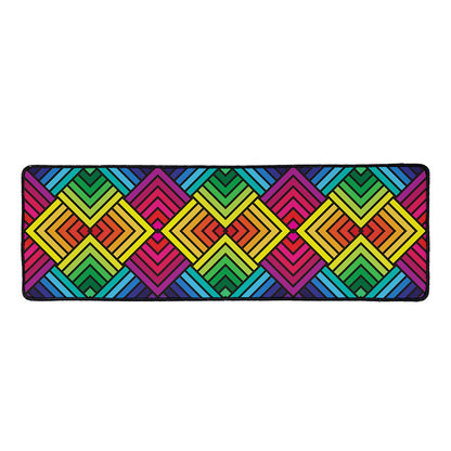Geometric Rainbow Pattern Print Long Kitchen Mat