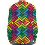 Geometric Rainbow Pattern Print Long Sleeve Baseball Jersey