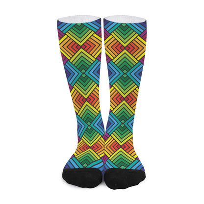 Geometric Rainbow Pattern Print Long Socks