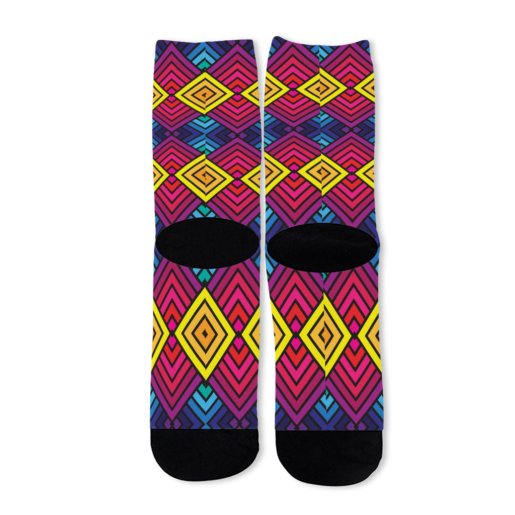 Geometric Rainbow Pattern Print Long Socks