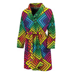 Geometric Rainbow Pattern Print Men's Bathrobe