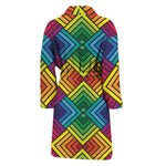 Geometric Rainbow Pattern Print Men's Bathrobe