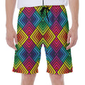 Geometric Rainbow Pattern Print Men's Beach Shorts