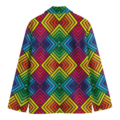 Geometric Rainbow Pattern Print Men's Blazer