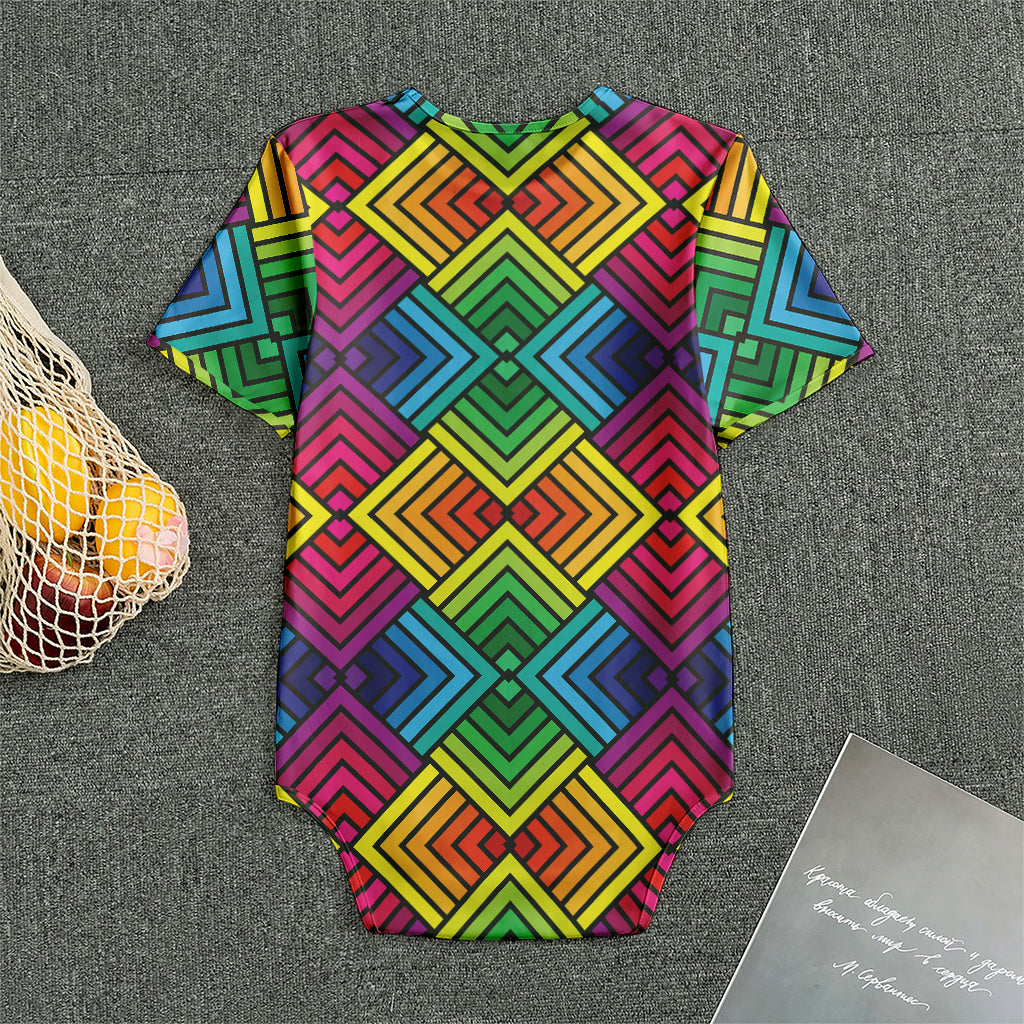 Geometric Rainbow Pattern Print Men's Bodysuit
