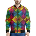 Geometric Rainbow Pattern Print Men's Bomber Jacket