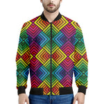 Geometric Rainbow Pattern Print Men's Bomber Jacket