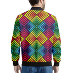 Geometric Rainbow Pattern Print Men's Bomber Jacket