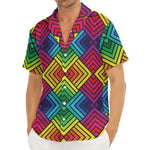 Geometric Rainbow Pattern Print Men's Deep V-Neck Shirt