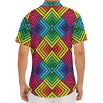 Geometric Rainbow Pattern Print Men's Deep V-Neck Shirt