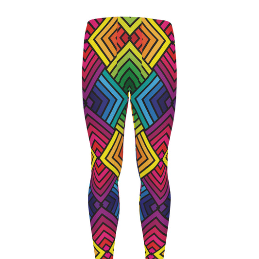 Geometric Rainbow Pattern Print Men's leggings