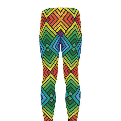 Geometric Rainbow Pattern Print Men's leggings