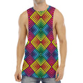 Geometric Rainbow Pattern Print Men's Muscle Tank Top