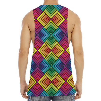 Geometric Rainbow Pattern Print Men's Muscle Tank Top