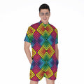 Geometric Rainbow Pattern Print Men's Romper