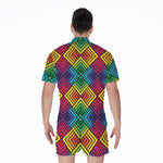 Geometric Rainbow Pattern Print Men's Rompers