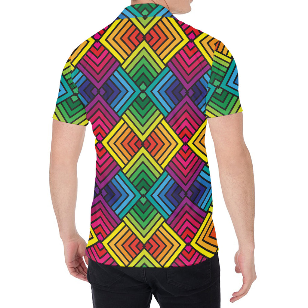 Geometric Rainbow Pattern Print Men's Shirt