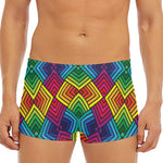 Geometric Rainbow Pattern Print Men's Short Boxer Briefs