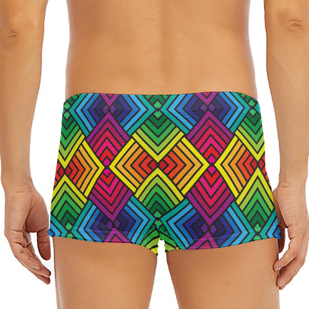 Geometric Rainbow Pattern Print Men's Short Boxer Briefs