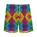 Geometric Rainbow Pattern Print Men's Sports Shorts