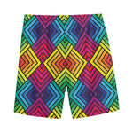 Geometric Rainbow Pattern Print Men's Sports Shorts