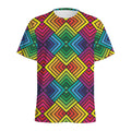 Geometric Rainbow Pattern Print Men's Athletic T-Shirt