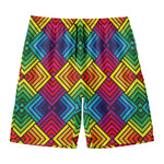 Geometric Rainbow Pattern Print Men's Swim Trunks
