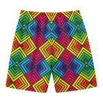 Geometric Rainbow Pattern Print Men's Swim Trunks