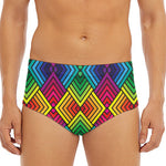 Geometric Rainbow Pattern Print Men's Triangle Swim Briefs