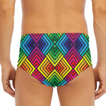 Geometric Rainbow Pattern Print Men's Triangle Swim Briefs