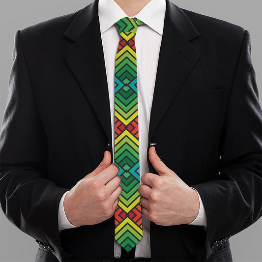 Geometric Rainbow Pattern Print Necktie