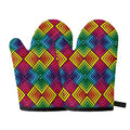Geometric Rainbow Pattern Print Oven Mitts
