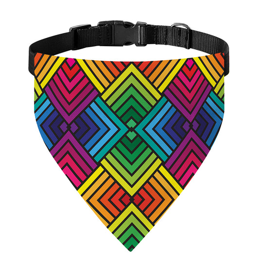 Geometric Rainbow Pattern Print Over The Collar Dog Bandana