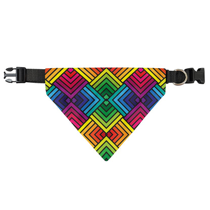 Geometric Rainbow Pattern Print Over The Collar Dog Bandana