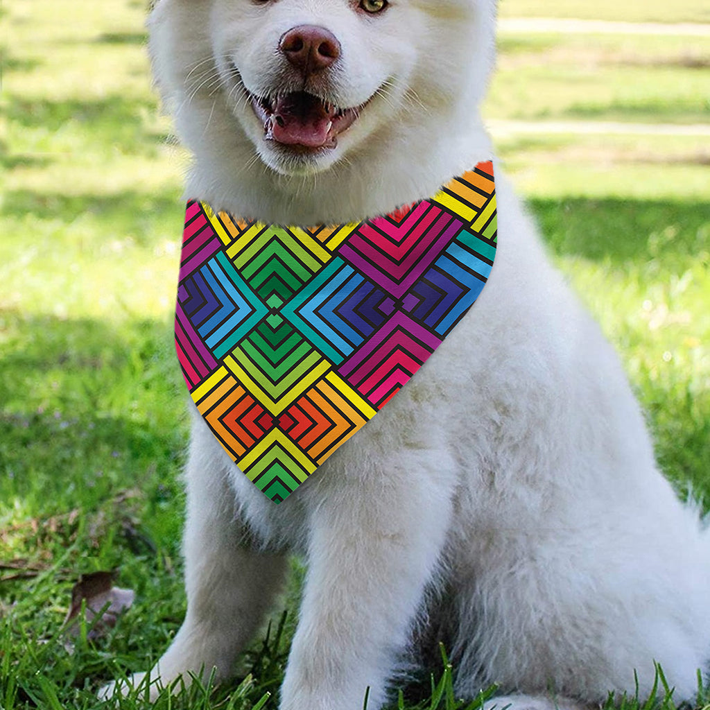 Geometric Rainbow Pattern Print Over The Collar Dog Bandana