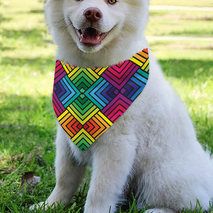 Geometric Rainbow Pattern Print Over The Collar Dog Bandana