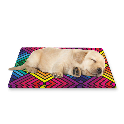 Geometric Rainbow Pattern Print Pet Cooling Mat Cover