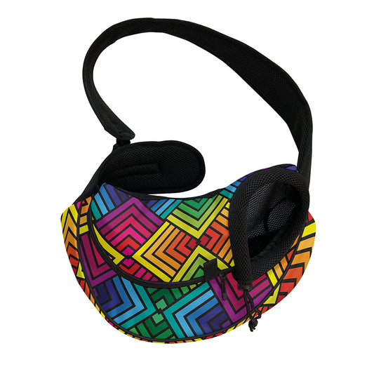 Geometric Rainbow Pattern Print Pet Sling Carrier