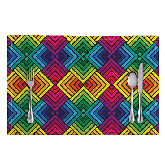 Geometric Rainbow Pattern Print Placemat