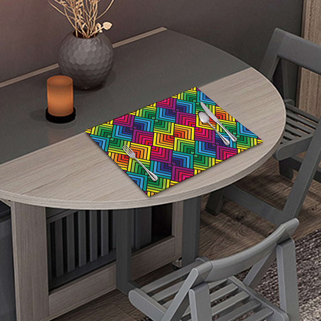 Geometric Rainbow Pattern Print Placemat