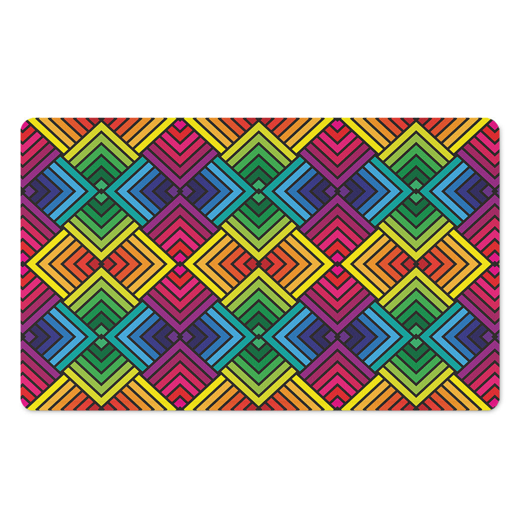 Geometric Rainbow Pattern Print Polyester Doormat
