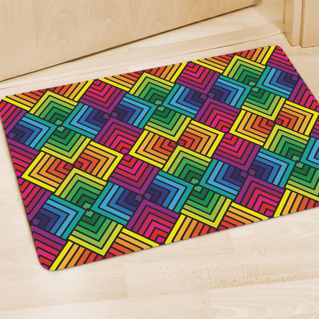 Geometric Rainbow Pattern Print Polyester Doormat