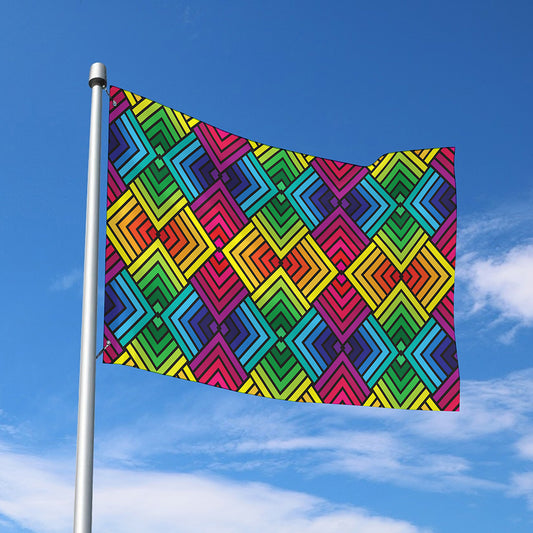 Geometric Rainbow Pattern Print Polyester Flag