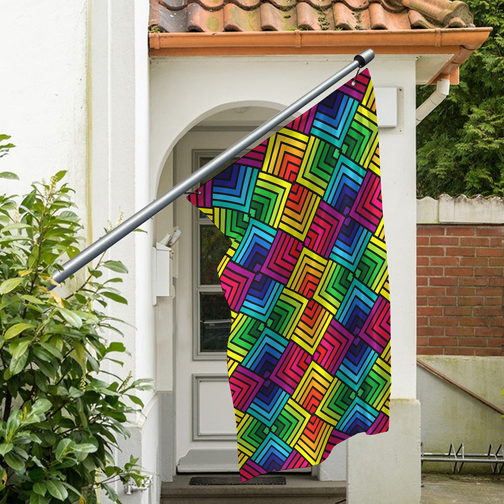 Geometric Rainbow Pattern Print Polyester Flag